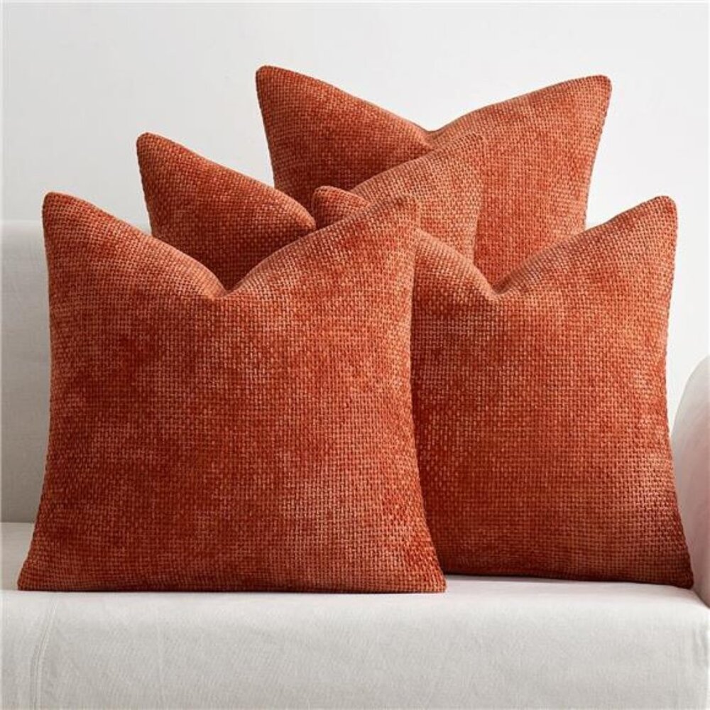 MIULEE Fall Pack of 4 Couchโ Throw Pillow Covers 18x18 Inch Burnt Orange Soft